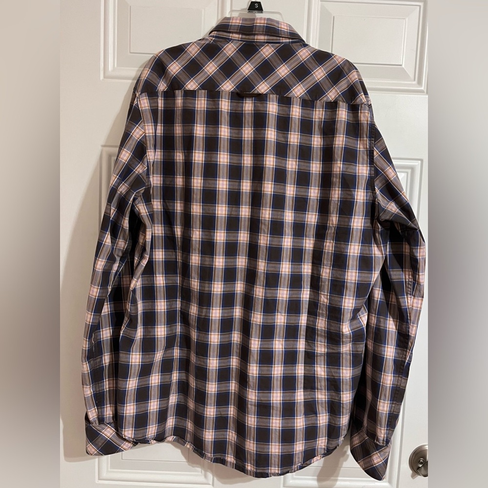 7 Diamonds‎ Shirt Mens Large Button Down Black Gray Plaid Classic Western Cowboy - Picture 7 of 11